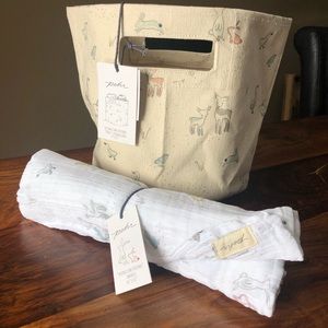 Pehr Cotton Baby Swaddle & Canvas Pint Basket